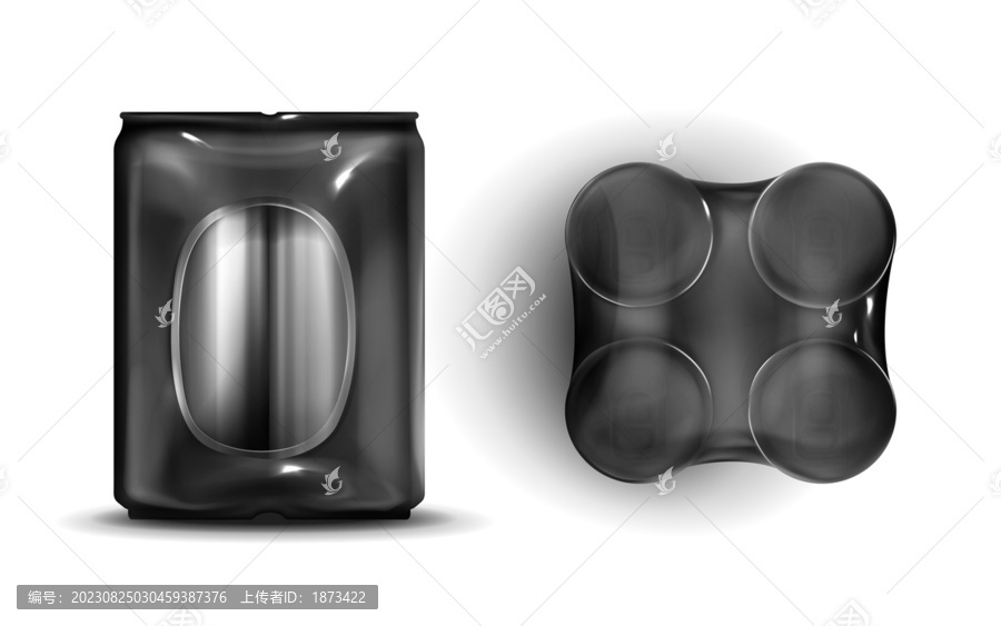 黑色胶膜密封饮料铝罐模型素材