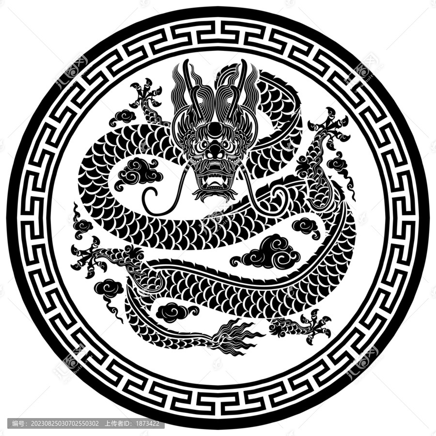 霸氣東方中國龍印花