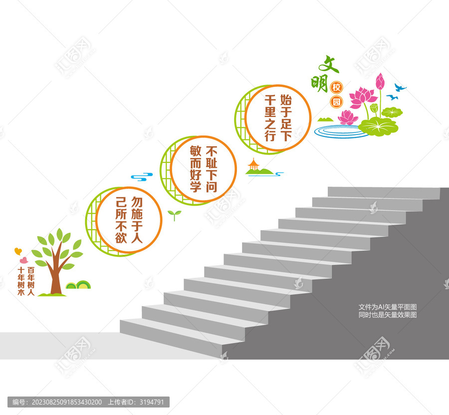 校園教育階梯墻