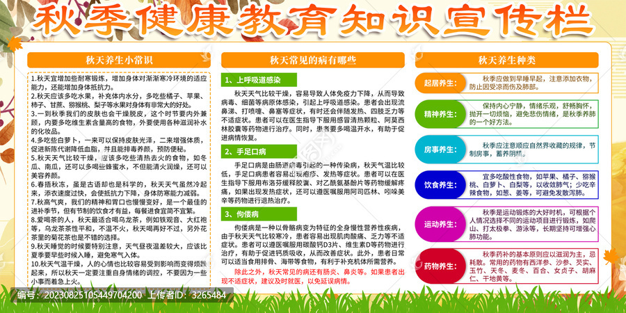 秋季健康教育宣傳欄