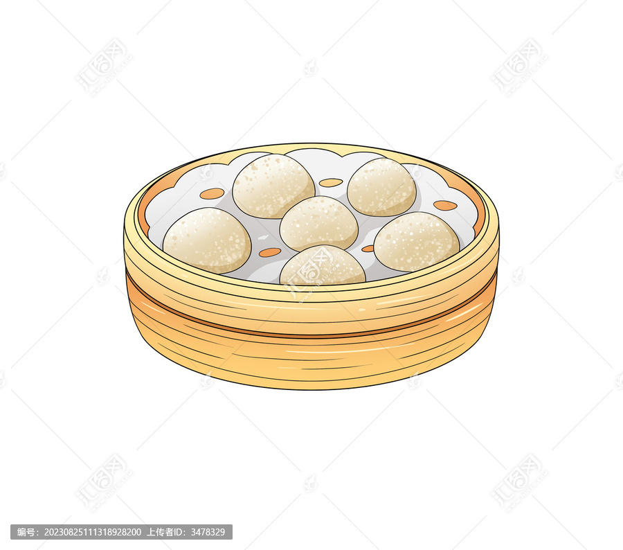 素材糯米團(tuán)子手繪插畫(huà)