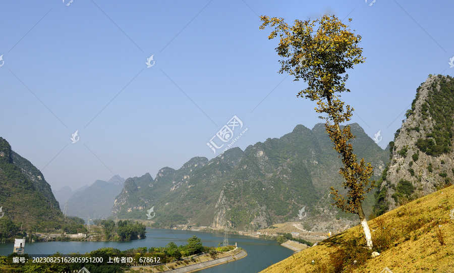 自然山河晨景