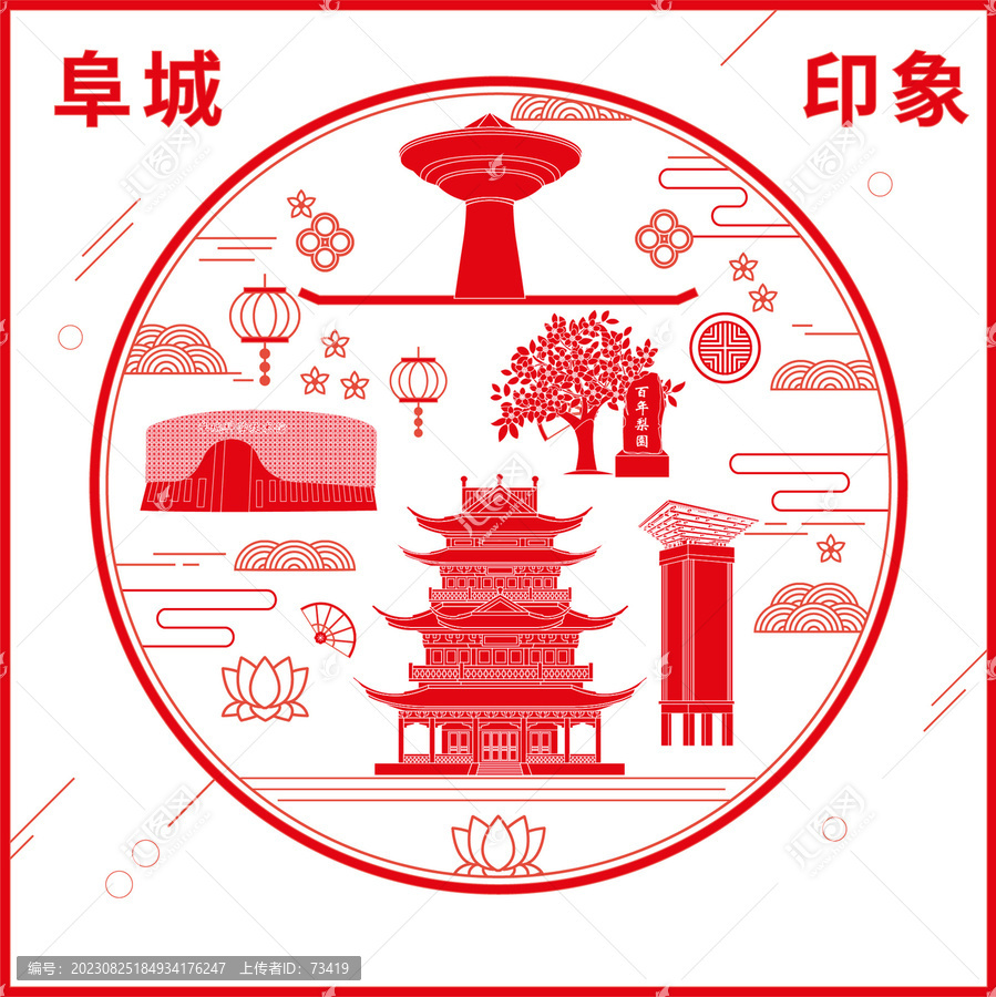 阜城縣窗花剪紙年畫地標(biāo)圖案