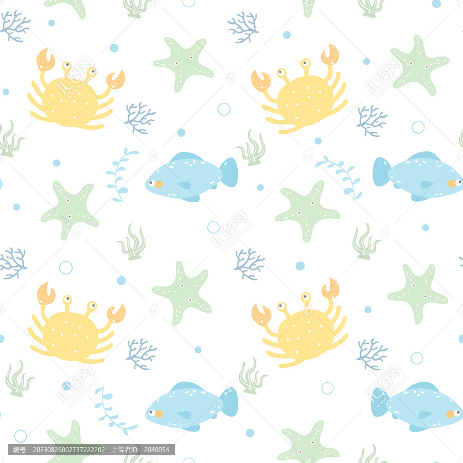 北歐風(fēng)熱帶魚海星矢量圖
