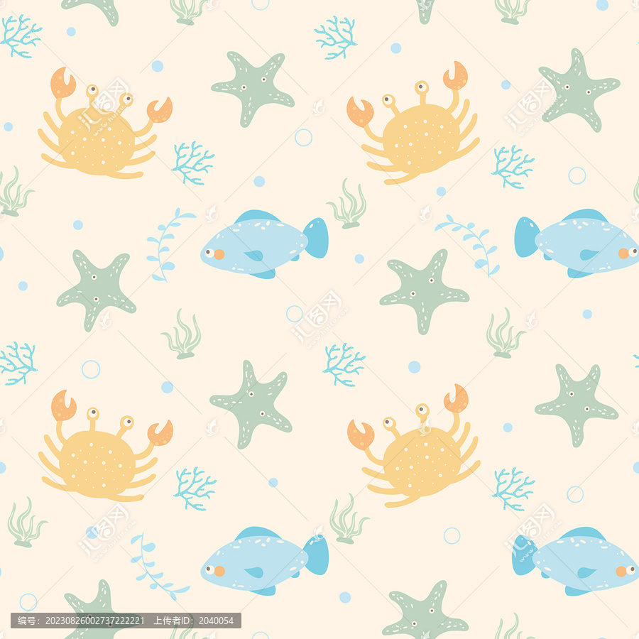 卡通熱帶魚海底世界元素