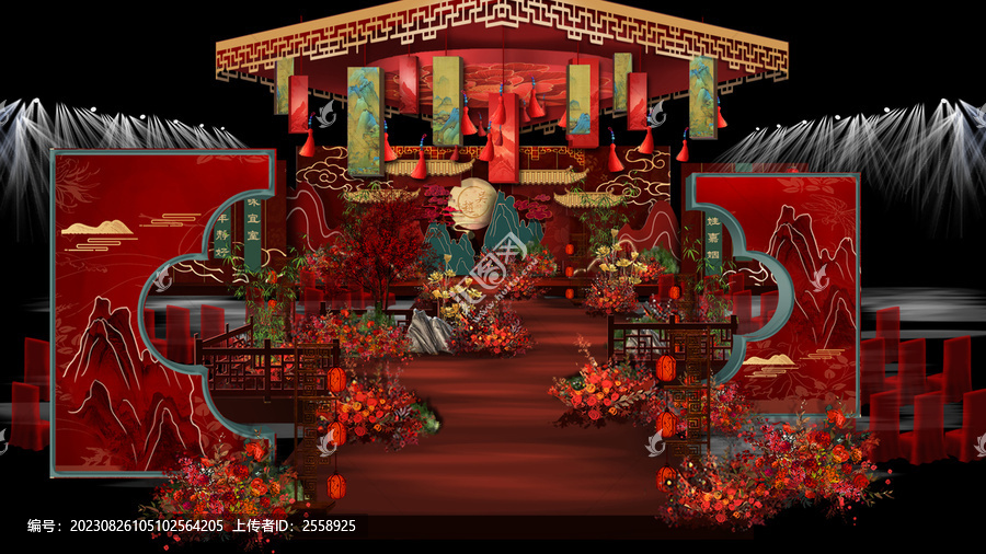 紅藍撞色只此青綠中式婚禮