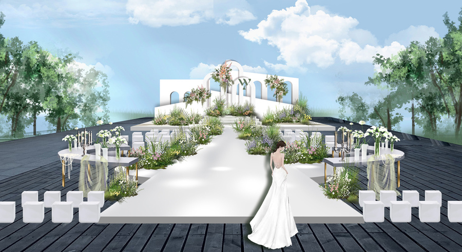 戶外小區(qū)花園婚禮