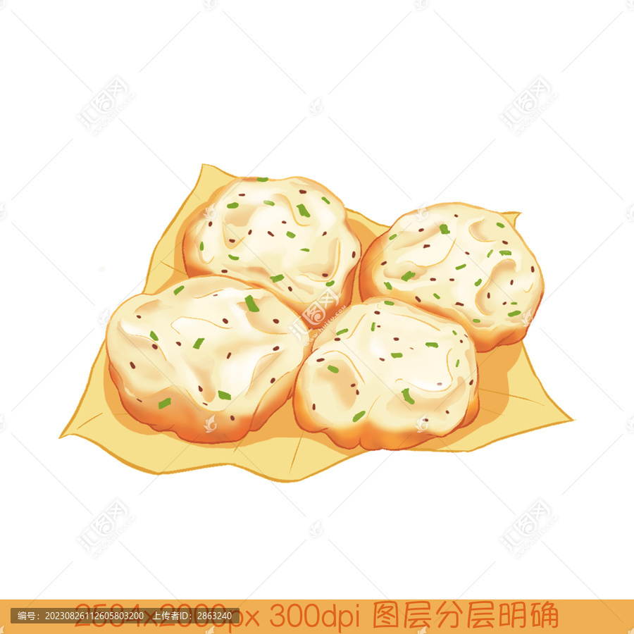 國風(fēng)美食生煎包插畫