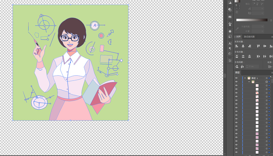 可愛女教師矢量插畫