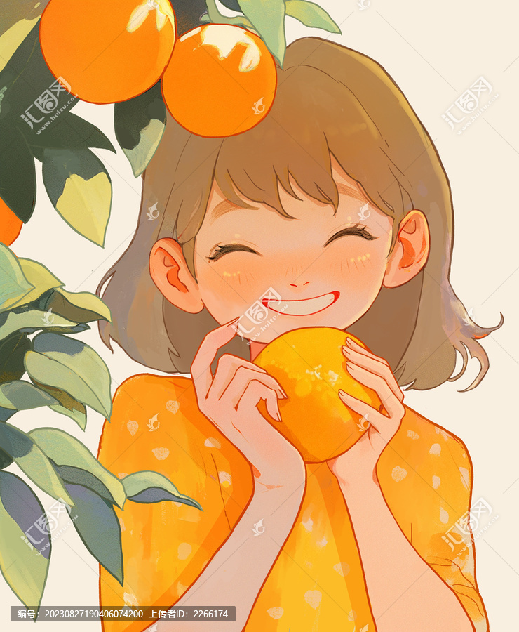拿橘子的女孩