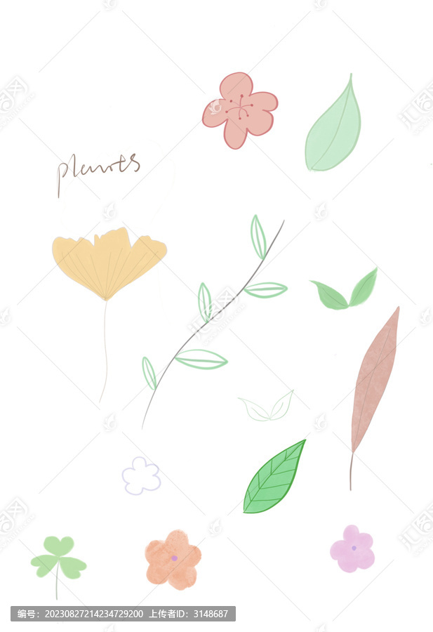花葉植物素材畫(huà)