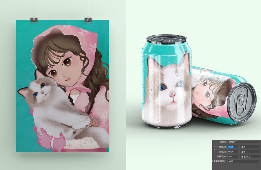 抱著布偶貓的Q版田園女孩