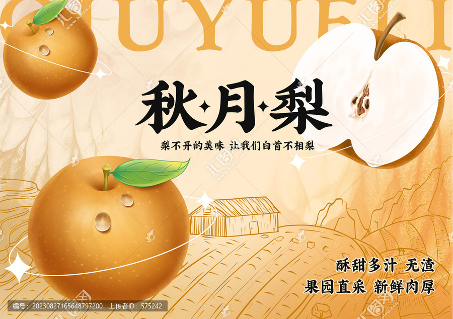 手繪秋月梨包裝插畫