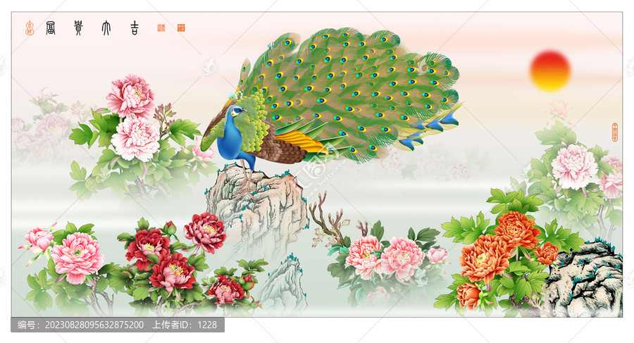 墻畫花開富貴