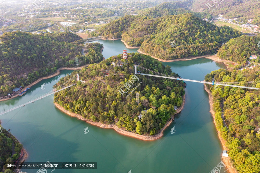 航拍湖南长沙石燕湖景区