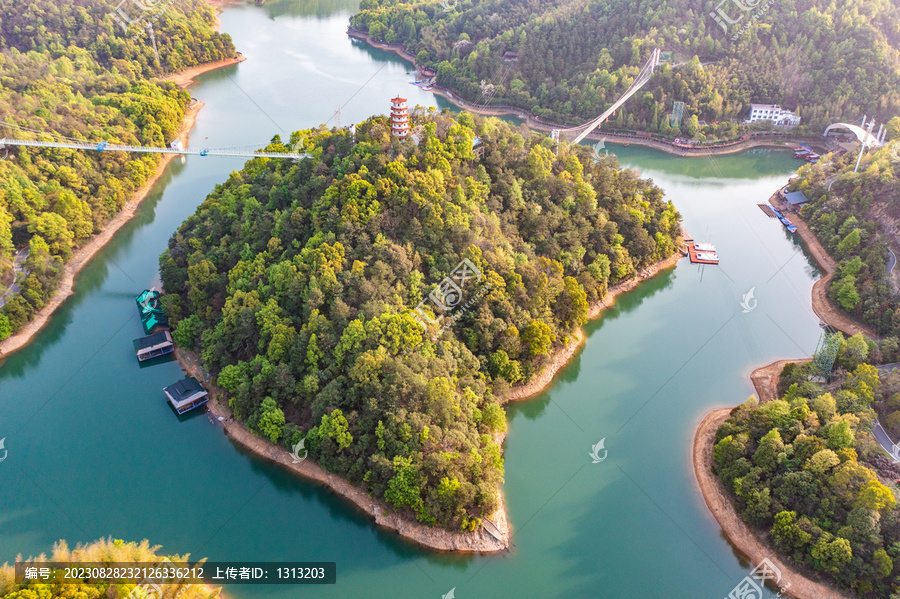 航拍湖南长沙石燕湖景区