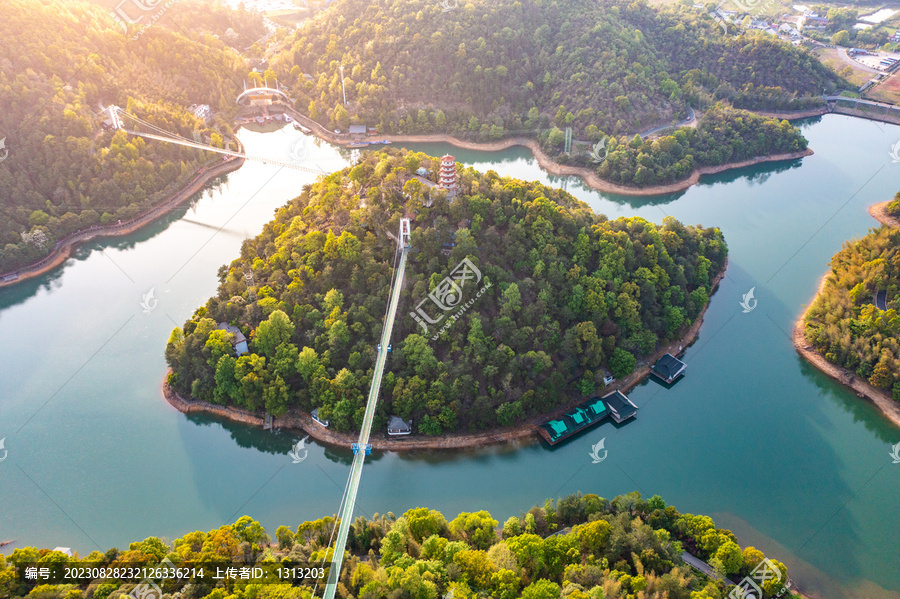 航拍湖南长沙石燕湖景区