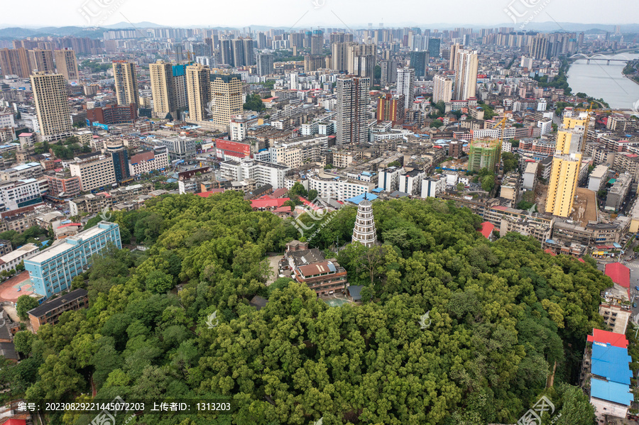 航拍湖南邵阳市双清区东塔