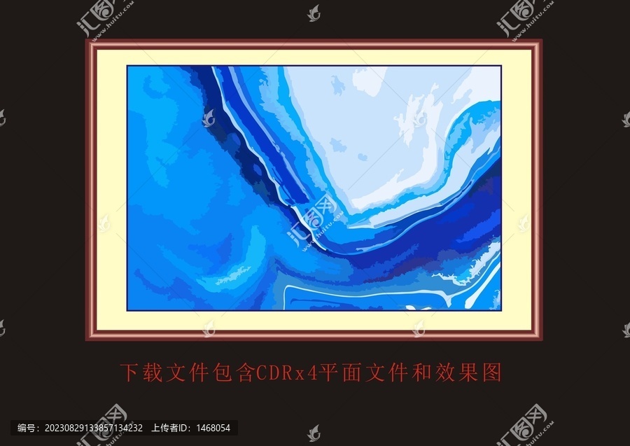 海浪底紋線條花紋裝飾畫油畫