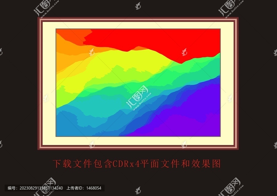 抽象矢量彩色山峰装饰画油画