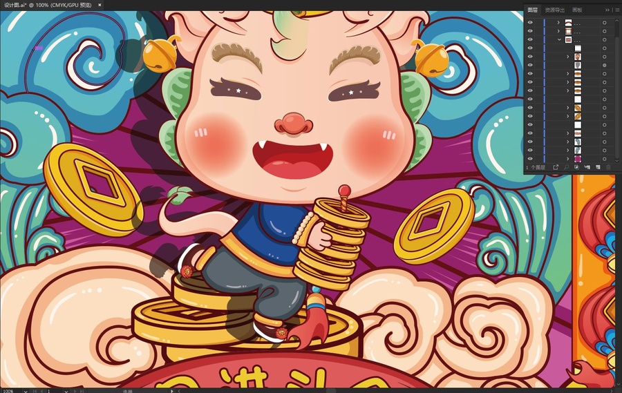 龍年國潮插畫