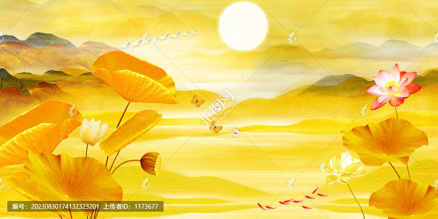 金色山水背景墻