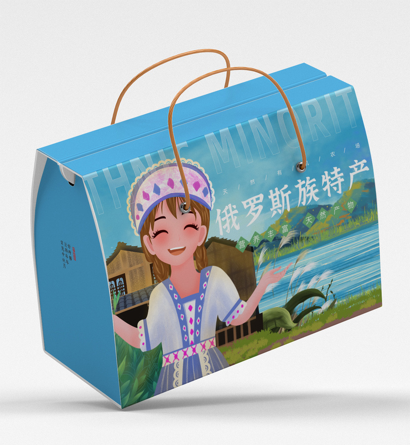 俄羅斯族特產女孩包裝插畫