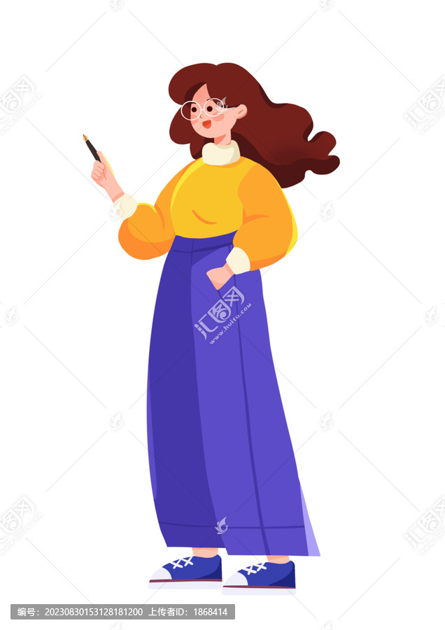 簡約創(chuàng)意老師女生插畫