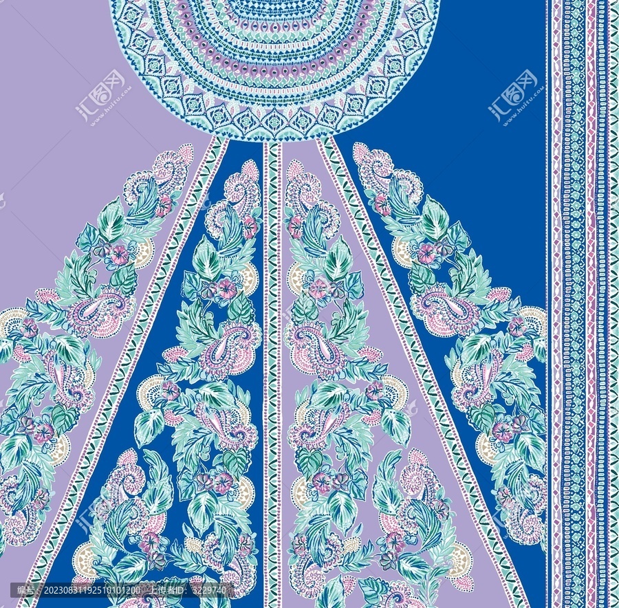 淺紫底定位花