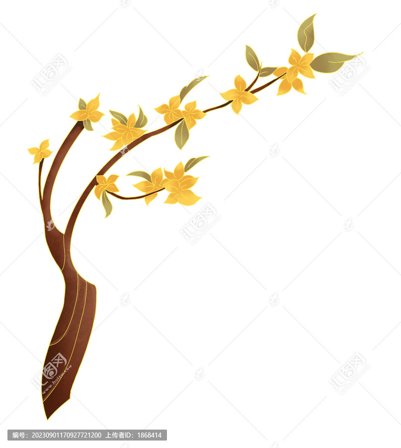 中國風國潮中式桂花植物插畫