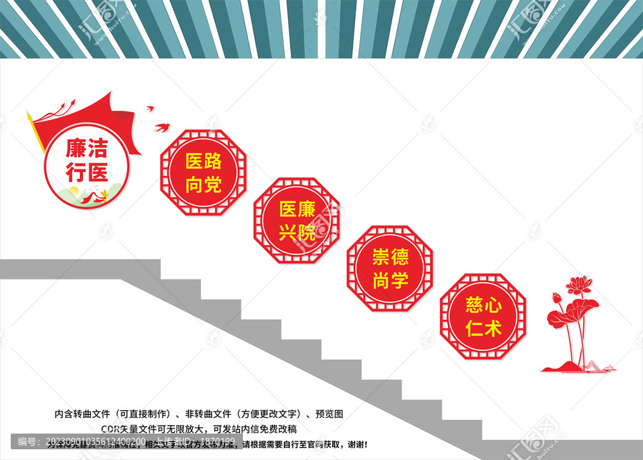 廉潔行醫(yī)樓梯文化墻