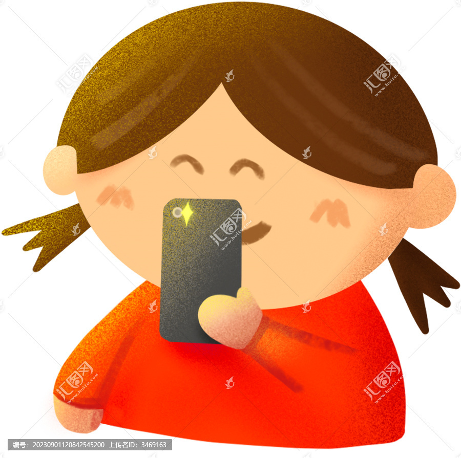 手握手機(jī)拍照的小女孩