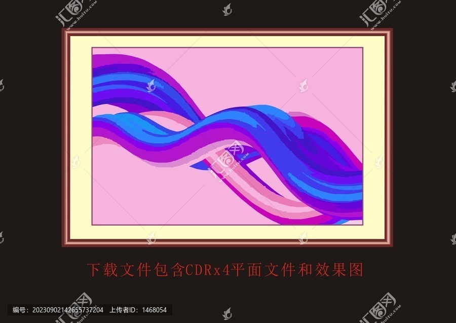 紫色飘带装饰画彩带油画