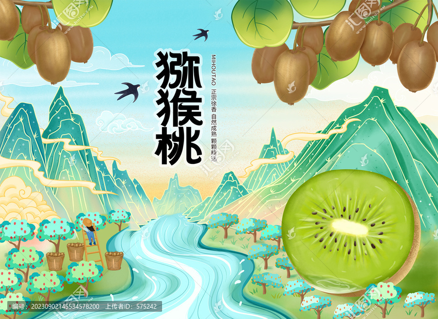 獼猴桃包裝插畫