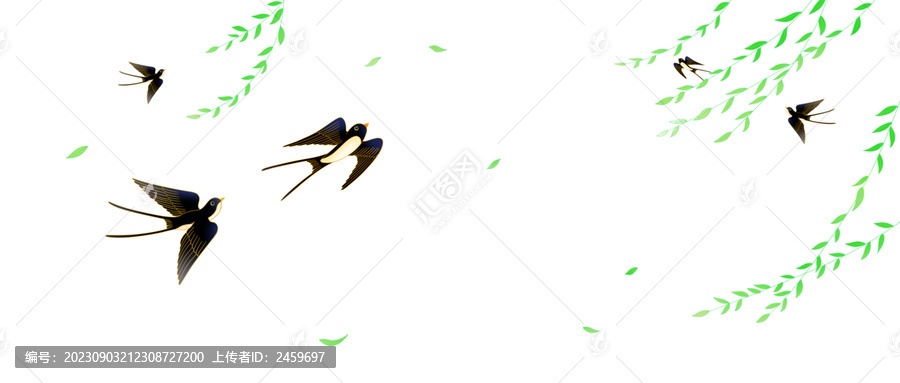 國潮手繪春天燕子插畫