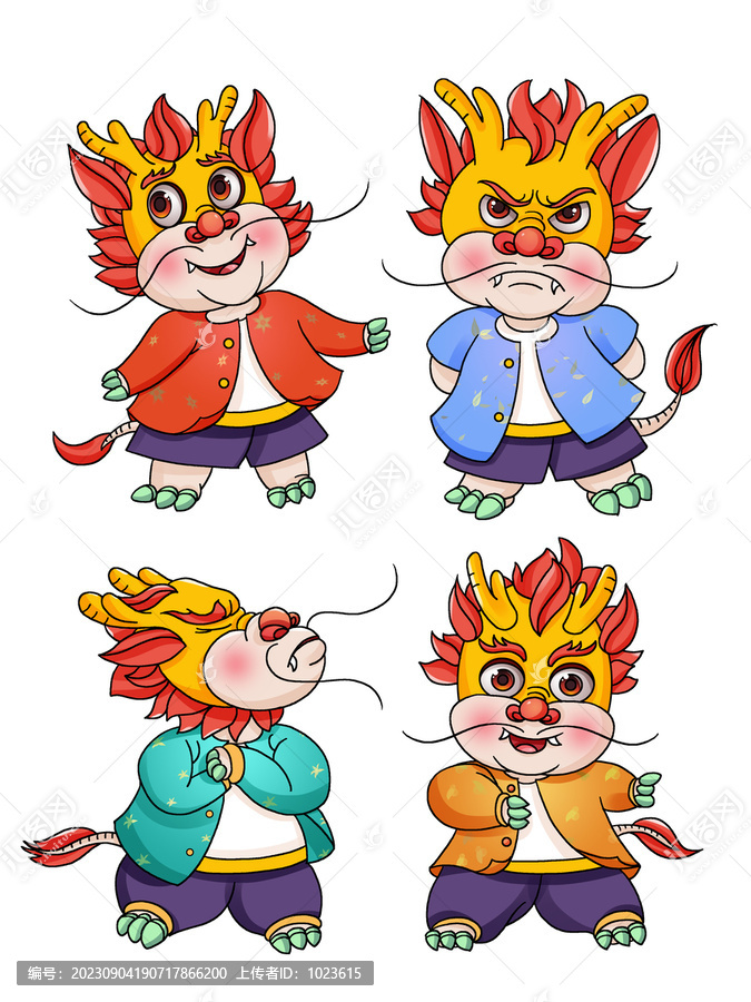 春節(jié)國潮萌龍元素插畫