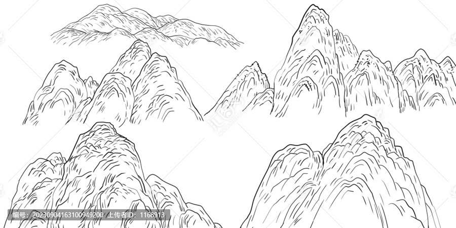 國潮山水線稿