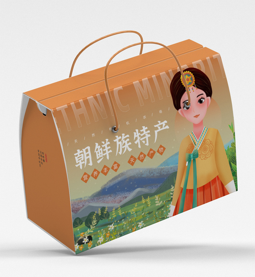 朝鮮族特產(chǎn)女孩包裝插畫