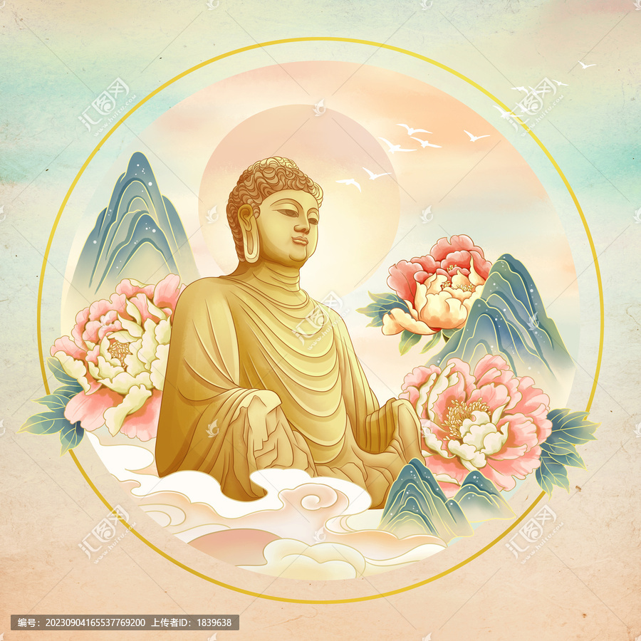 洛陽(yáng)龍門(mén)石窟地標(biāo)插畫(huà)