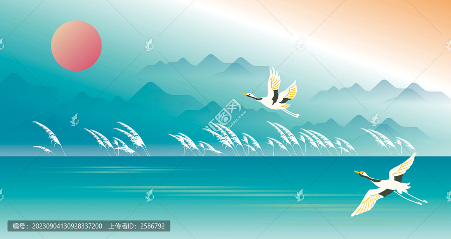 秋季大雁山水裝飾畫