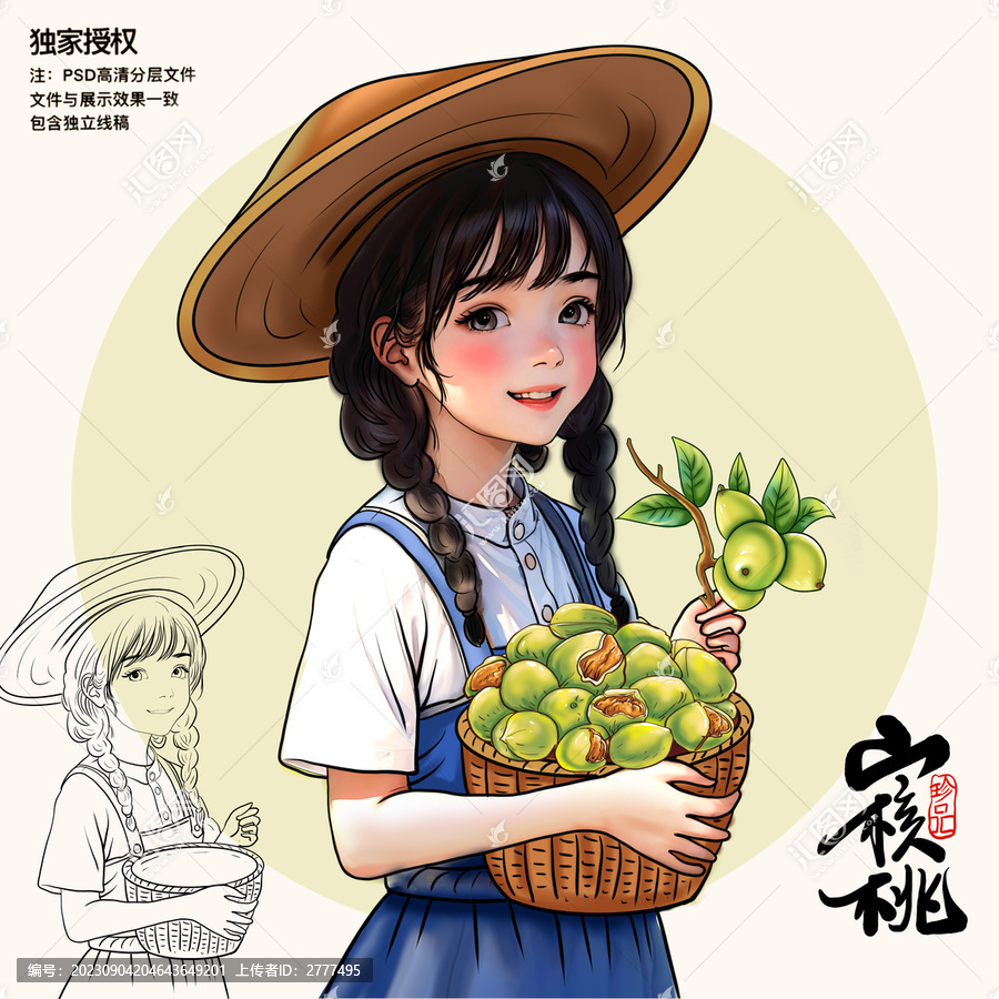 山核桃插畫