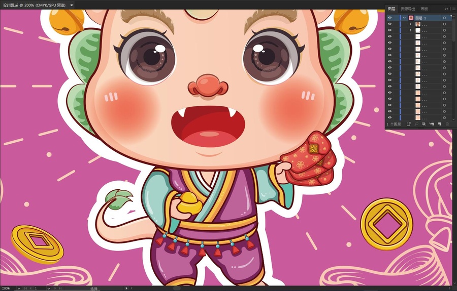 龍年可愛插畫