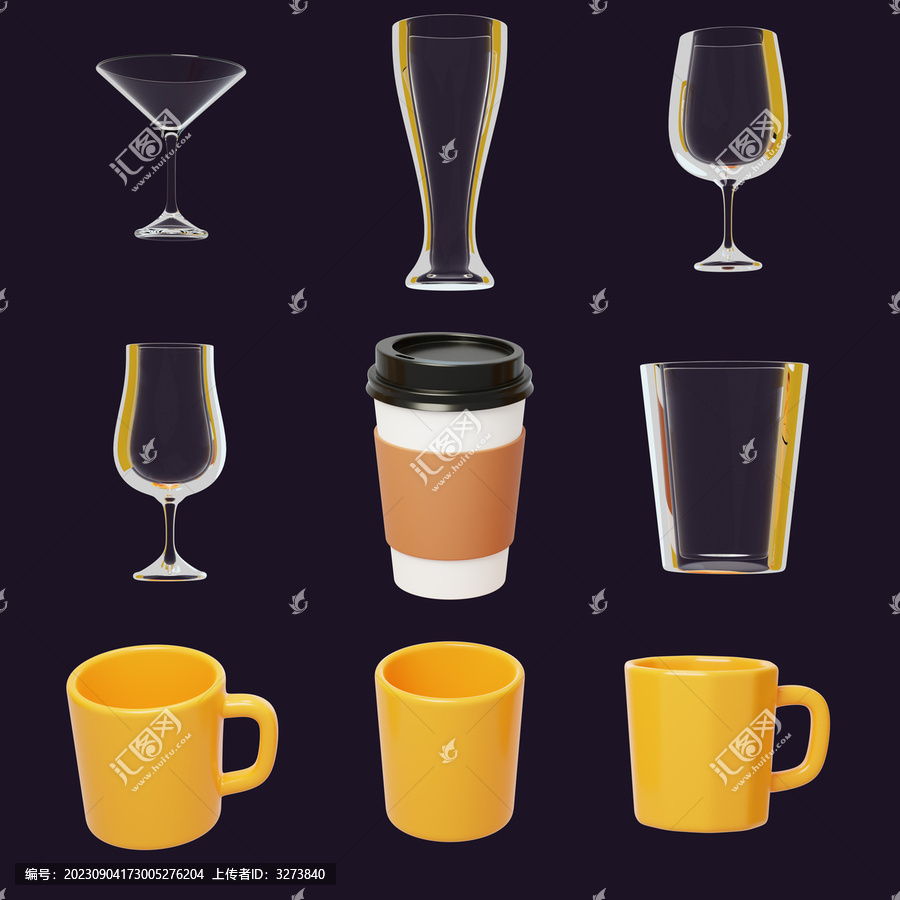 杯子容器容量毫升必備水杯3D