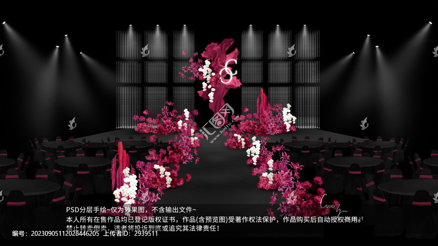 黑玫色韓式水晶婚禮效果圖