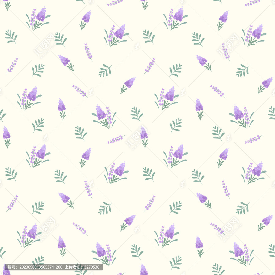 手繪碎花風(fēng)信子印花圖案