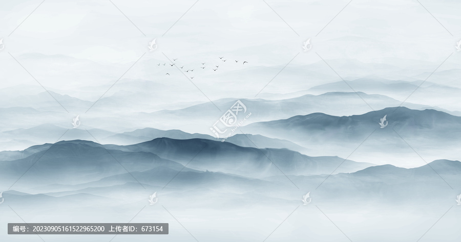水墨遠(yuǎn)山圖