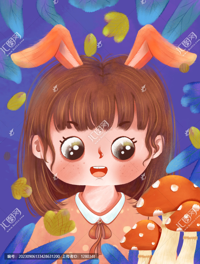 發(fā)現(xiàn)蘑菇的小女孩