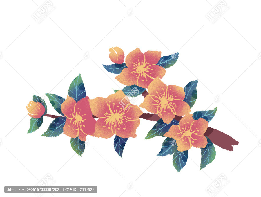 國(guó)風(fēng)插畫一枝桃花