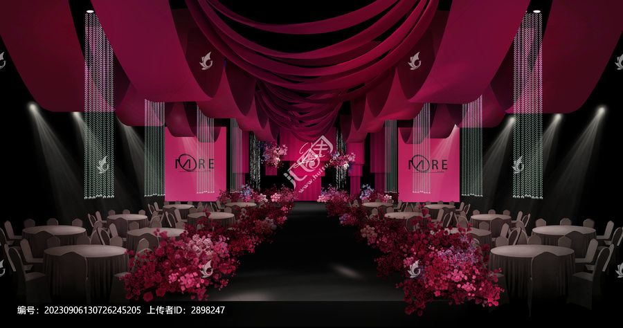 玫紅色布幔婚禮