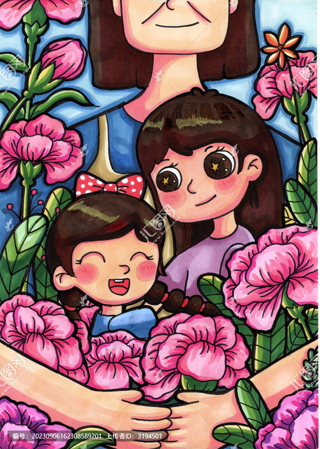 手繪掃描母親節(jié)主題